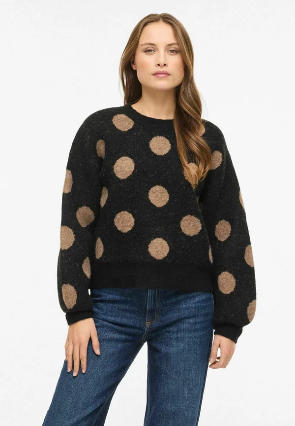 RUNDHALS - Strickpullover - black