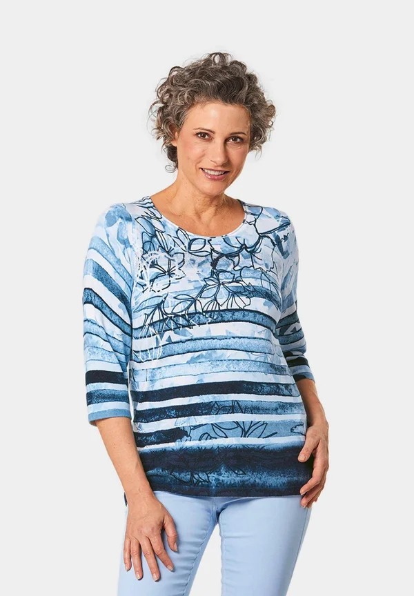 RUNDHALS - Strickpullover - blue   patterned