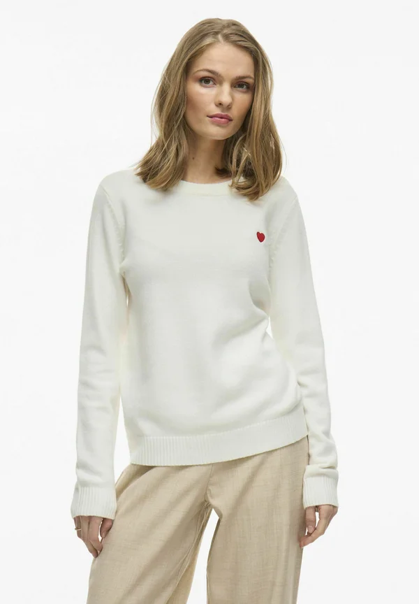 RUNDHALS - Strickpullover - white alyssum