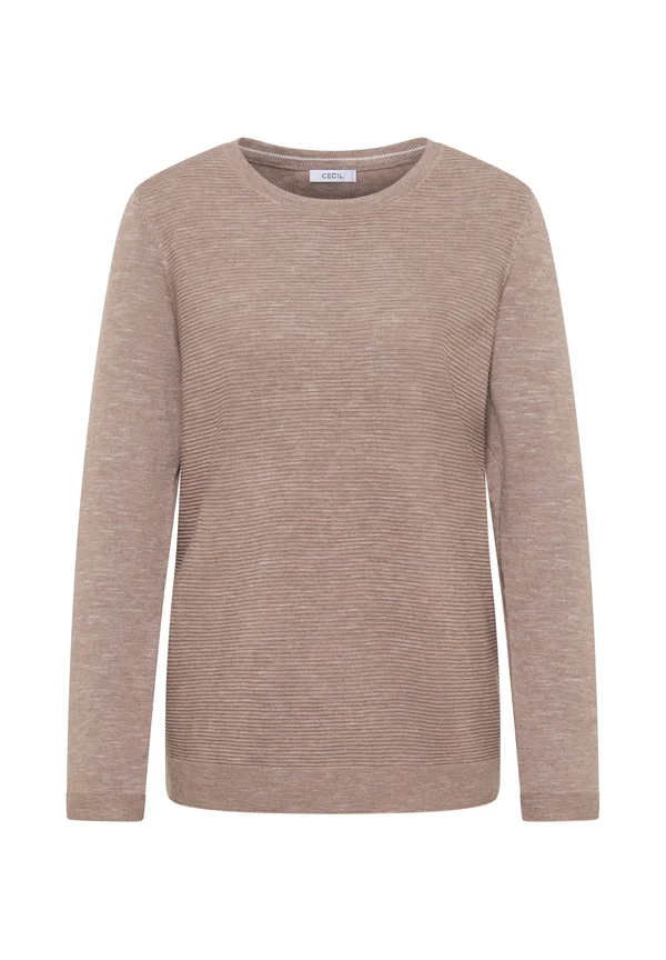 RUNDHALS STRUKTUR - Strickpullover - beige