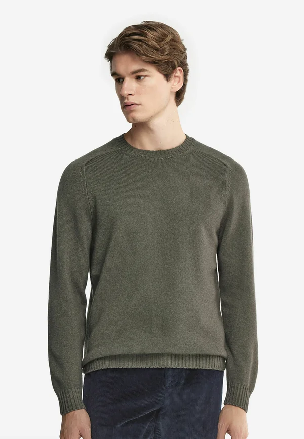 RUNDHALSPULLOVER  - Strickpullover - dunkelgrün dark army garment-dyed