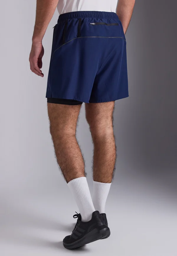 RUNNING SHORTS WITH CONTRAST DOUBLE-LAYER - Kurze Sporthose - dark blue