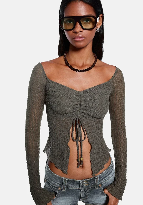 RUSTIC GATHERED - Strickpullover - khaki