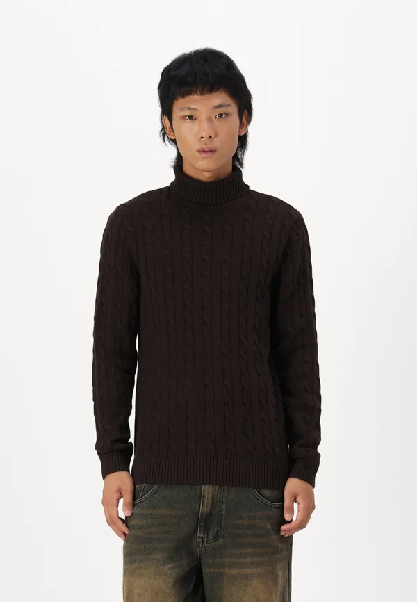 RYAN STRUCTURE ROLL NECK - Strickpullover - chocolate torte
