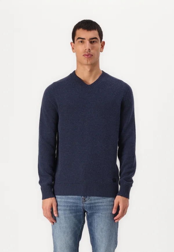 SADDLE SLEEVE V NECK  - Strickpullover - navy heather