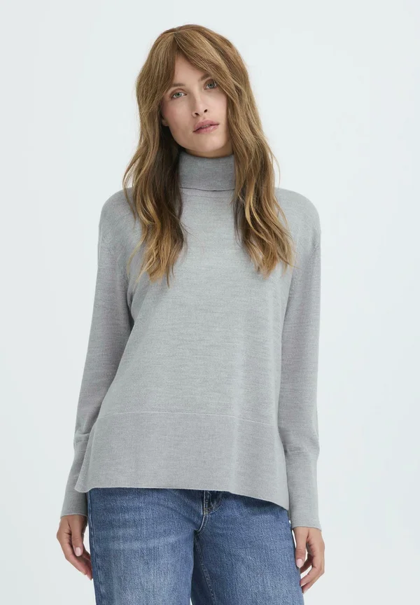 SADIE ROLLNECK - Strickpullover - light grey melange