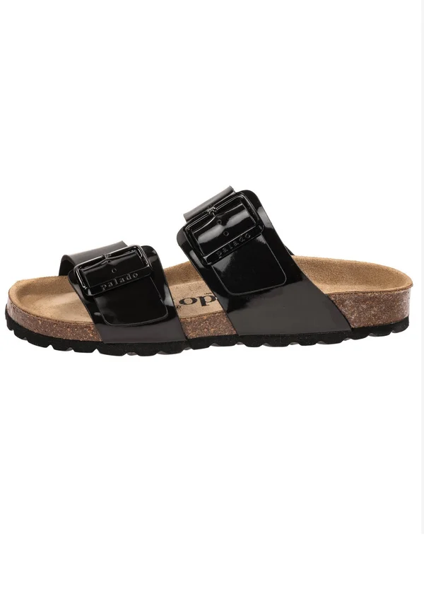 SAMOS EGS - Pantolette flach - schwarz lack