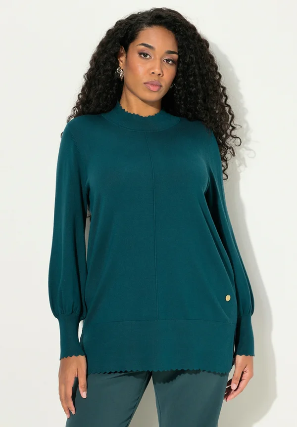 SCALLOPED HEM BISHOP SLEEVE - Strickpullover - deep green