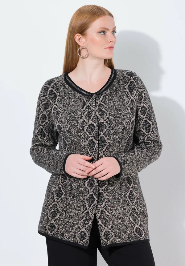 SCHLANGEN-DESIGN RUNDHALS LANGARM - Strickjacke - pale brown