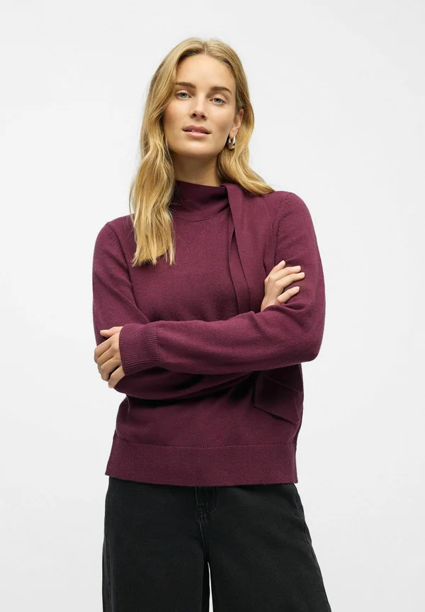SCHLEIFENVERZIERTER - Strickpullover - mauve wine
