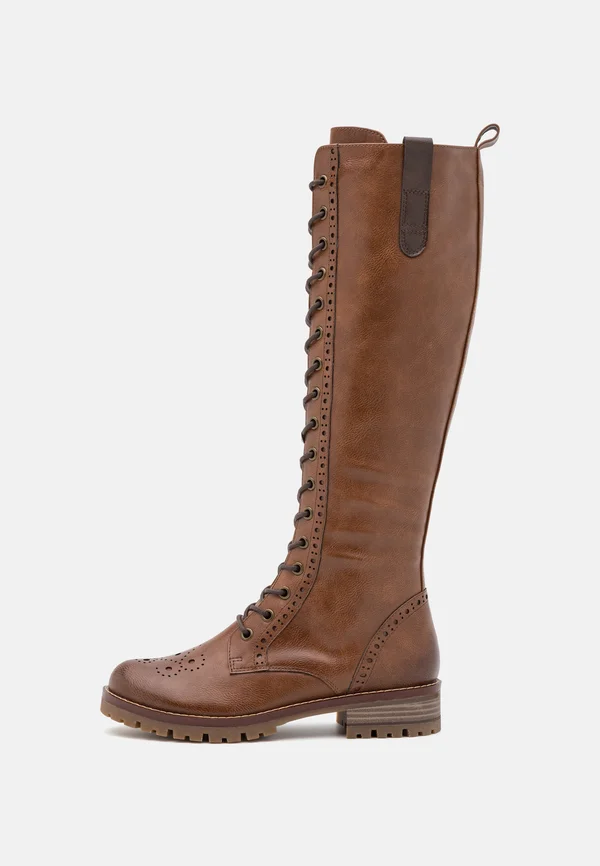 Schnürstiefel - cognac combination