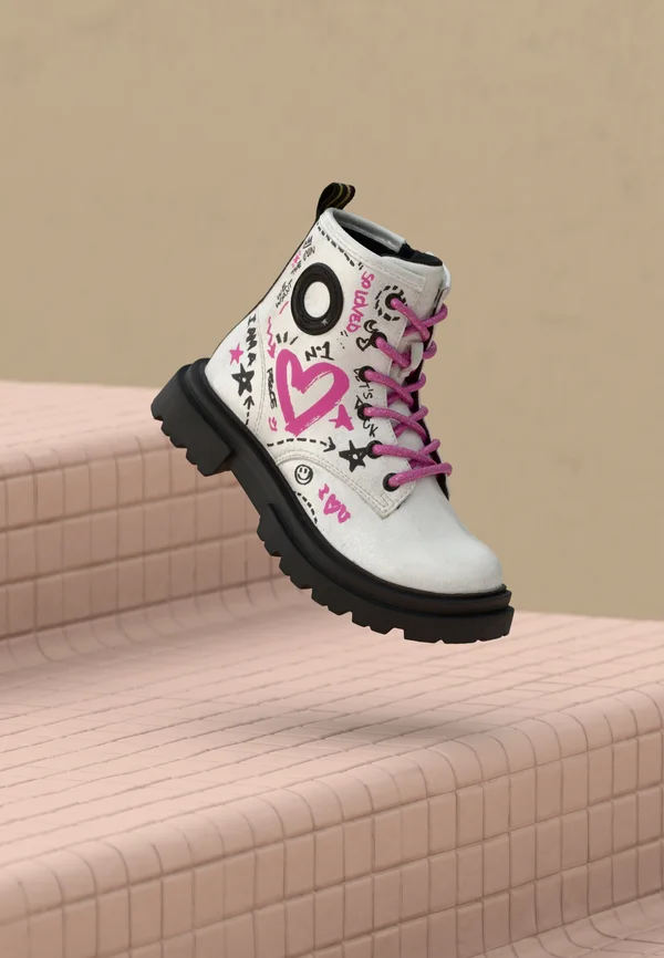 Schnürstiefelette - argento/fuxia