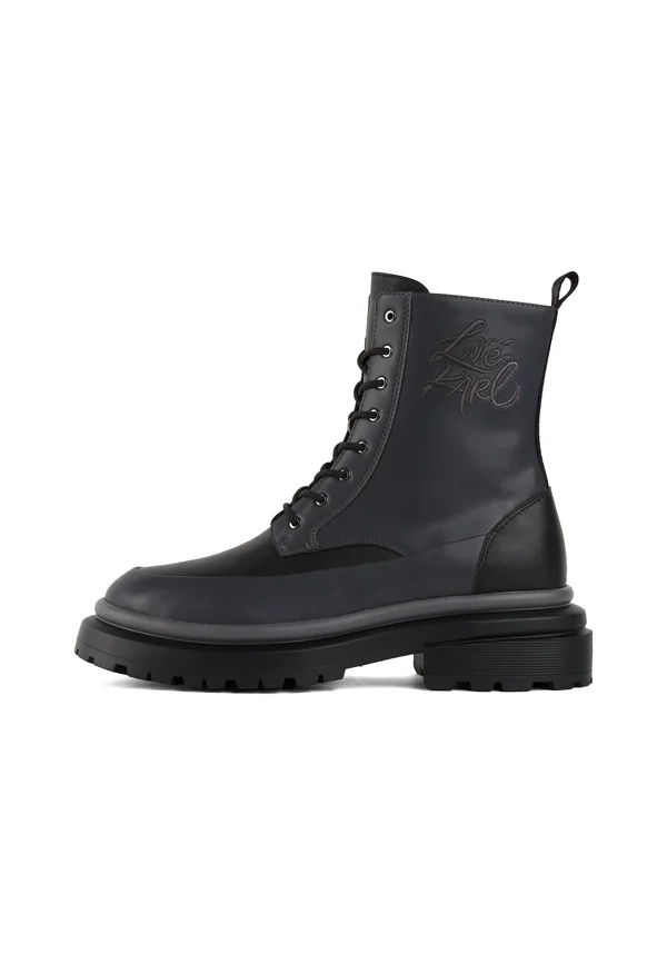 Schnürstiefelette - black grey