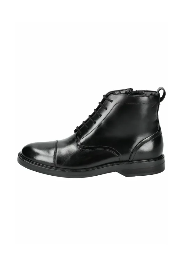 Schnürstiefelette - black leather