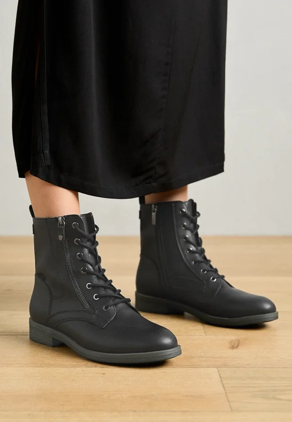 Schnürstiefelette - black
