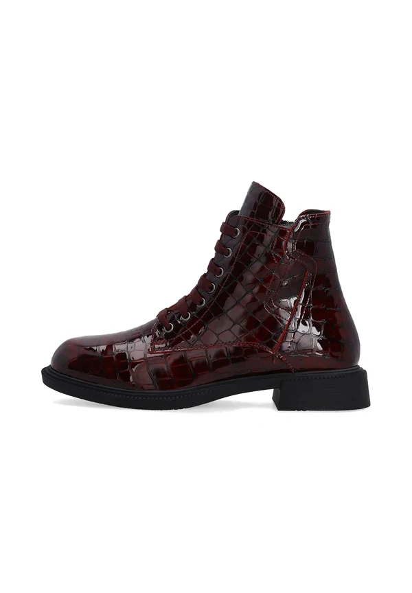 Schnürstiefelette - dark red