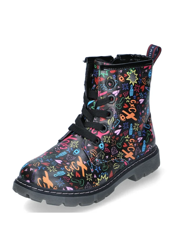 Schnürstiefelette - schwarz