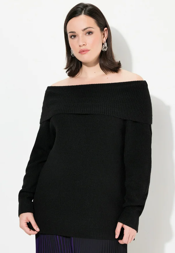 SCHOUDEROPENING LANGE MOUWEN - Strickpullover - black