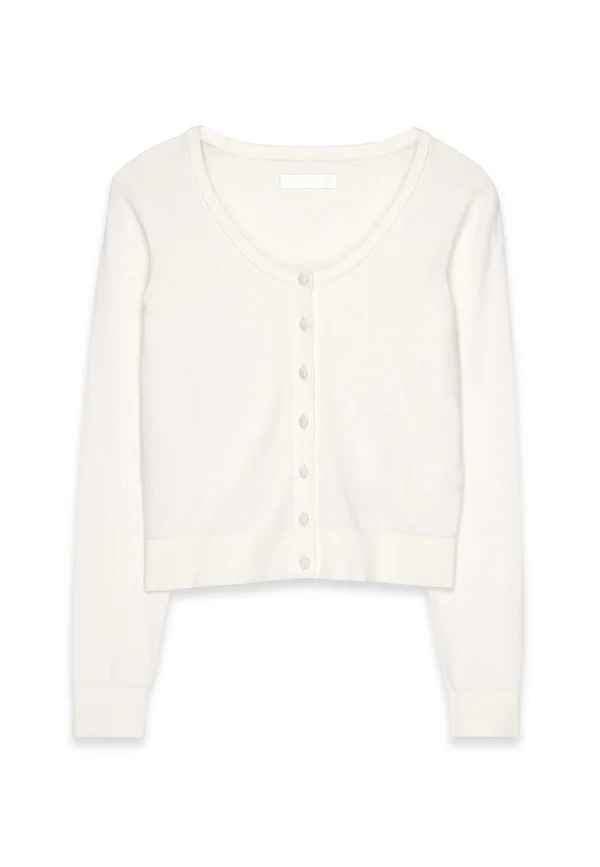 SCOOP NECK - Strickjacke - offwhite