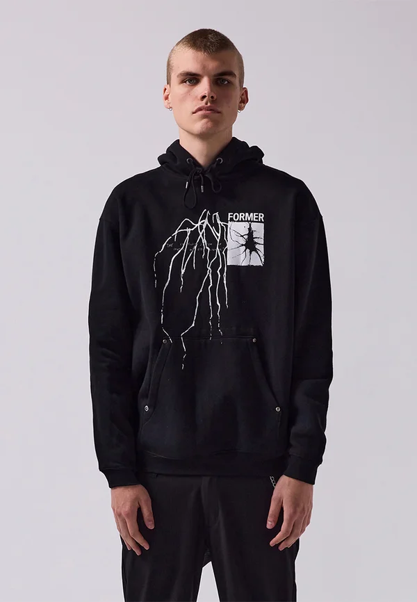 SCRAWL HOOD - Kapuzenpullover - black