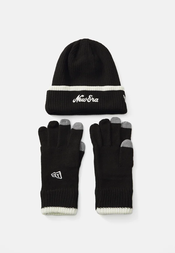 SCRIPT BEANIE UNISEX SET - Fingerhandschuh - black