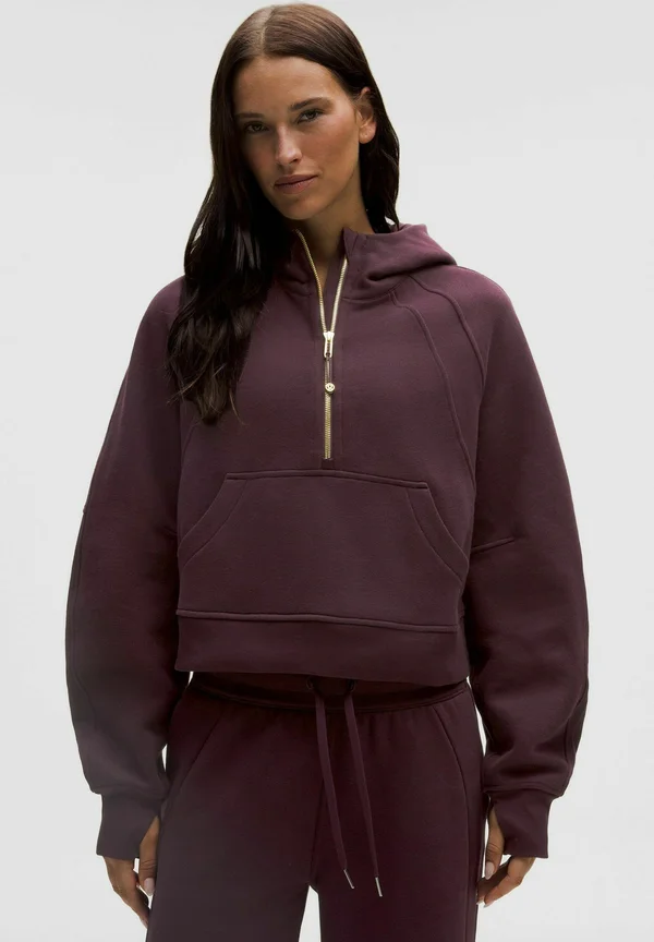 SCUBA OVERSIZED HALF-ZIP - Kapuzenpullover - black plum gold