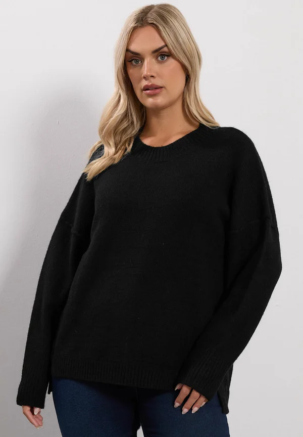 SEAM DETAIL DROP SHOULDER - Strickpullover - black