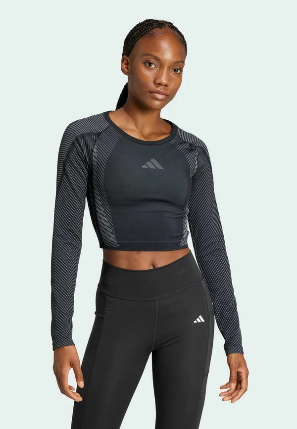 SEAMLESS KNITTED LONG SLEEVE LONG-SLEEVE - Langarmshirt - black   grey six