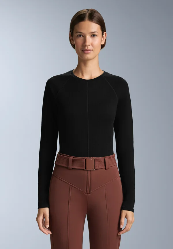 SEAMLESS MERINO WOOL BLEND - Langarmshirt - black