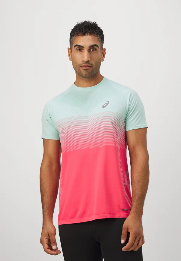 SEAMLESS TOP - Sport T-Shirt - coral reef/green