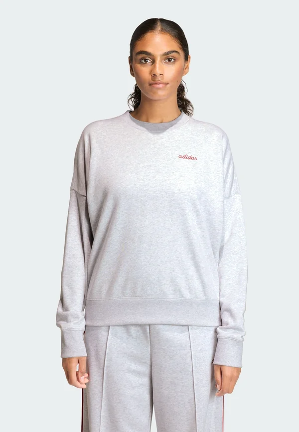 SEASONAL ESSENTIALS COLORPOP WITH EMBROIDERED GRAPHIC - Sweatshirt - light grey heather   active maroon