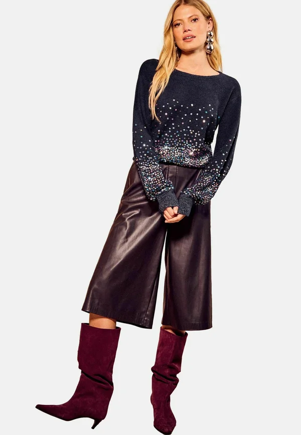 SEQUIN DETAIL - Strickpullover - navy blue multi