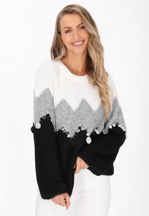 SEQUIN - Strickpullover - black grey