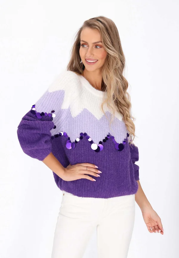 SEQUIN - Strickpullover - offwhite/light lilac
