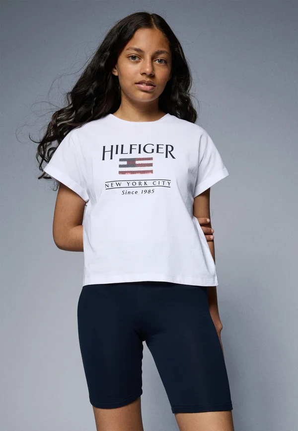 SEQUINS FLAG TEE  - T-Shirt print - white