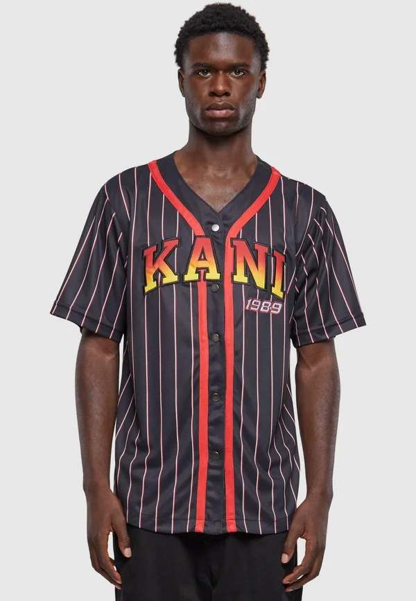 SERIF PINSTRIPE BASEBALL - Hemd - black red white