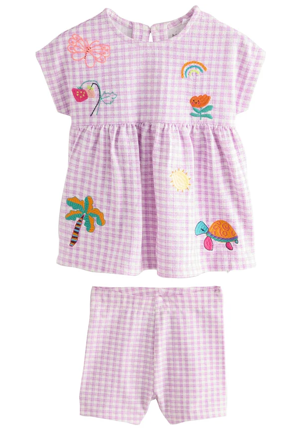 SET - Freizeitkleid - lilac gingham holiday embroidery