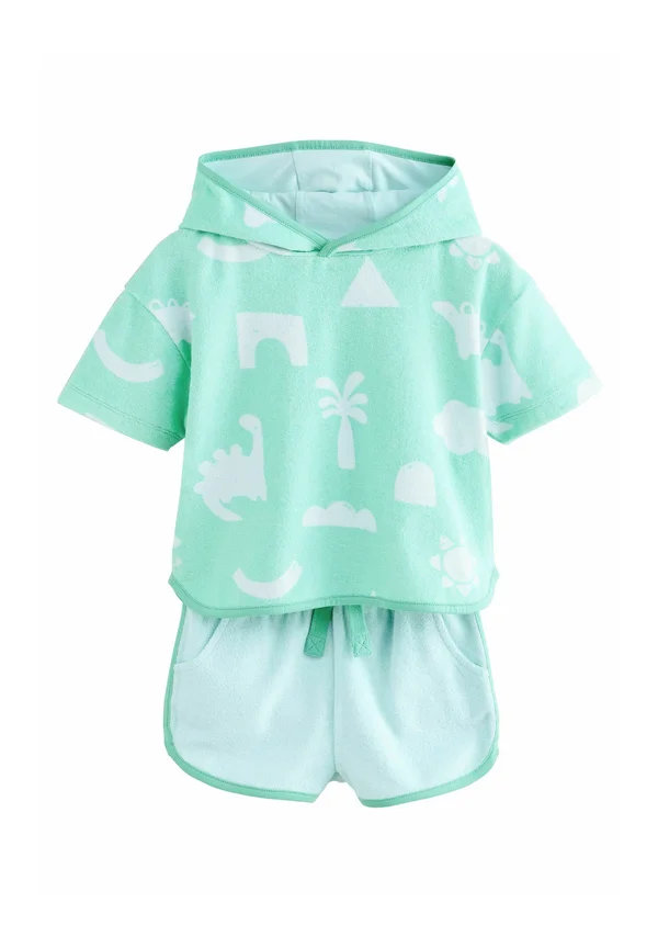 SET - Jogginghose - blue green print