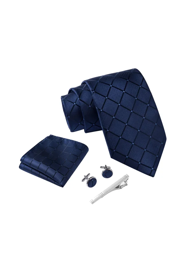 SET - Krawatte - Dunkelblau Quadrat