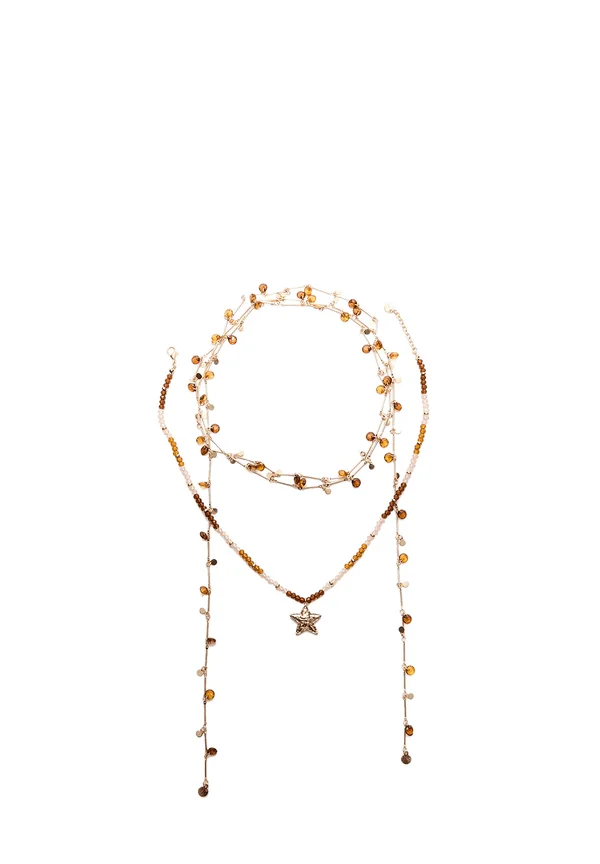 SET OF 2 BEADED AND STAR - Halskette - gold-coloured