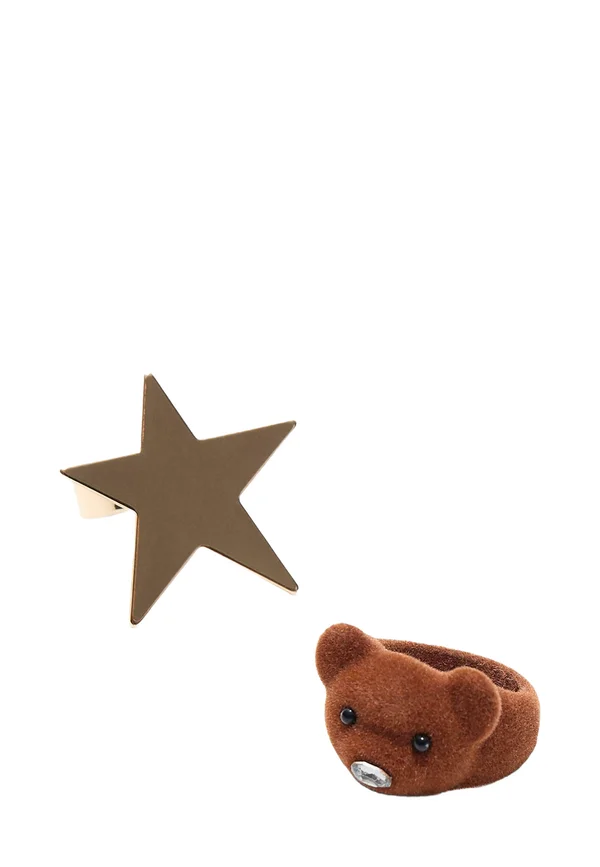 SET OF 2 BEAR AND STAR  - Ring - mottled brown