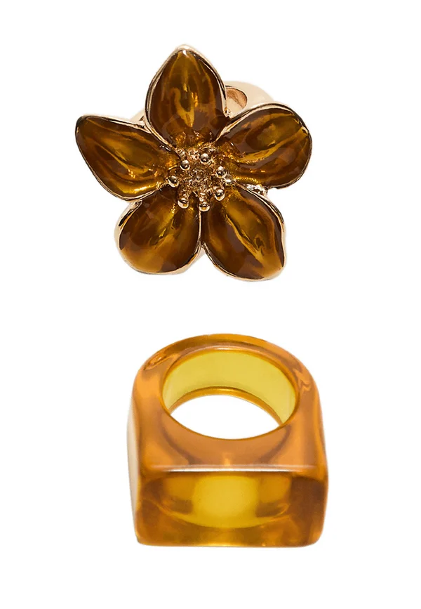 SET OF 2 CONTRAST FLOWER  - Ring - dark red