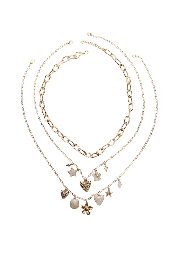 SET OF 3 - Halskette - gold-coloured