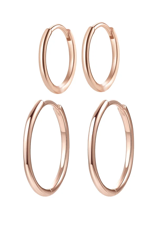 SET OF 4 SLIM HOOP - Ohrringe - rosegoldfarben