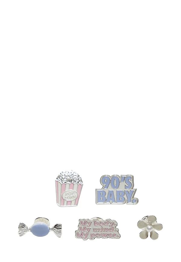 SET OF 5 CONTRAST BADGES - Brosche - pink