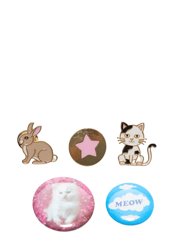 SET OF 5 CONTRAST KITTEN BADGES - Brosche - pink