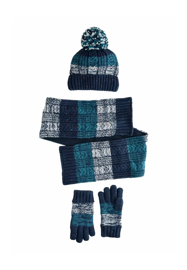 SET - Schal - teal blue stripe