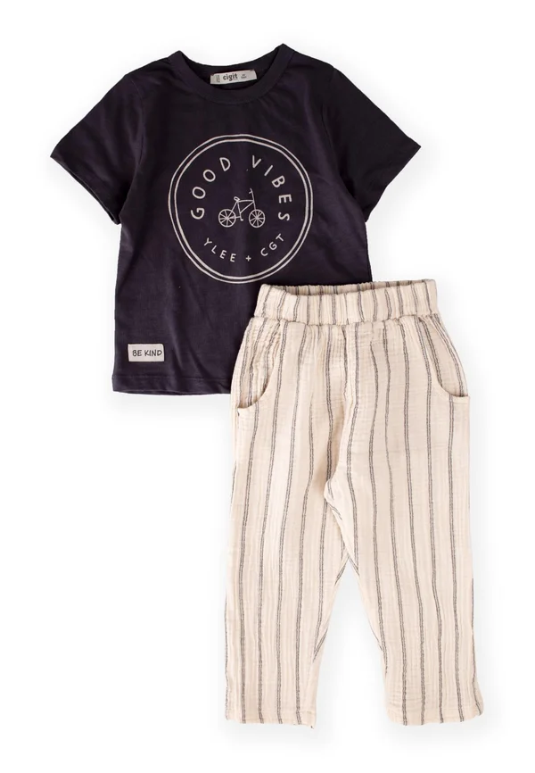 SET - Stoffhose - black