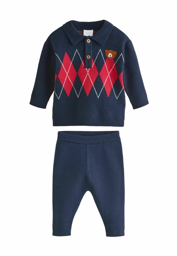 SET - Stoffhose - blue/red argyle