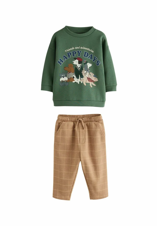 SET - Stoffhose - green  brown dog